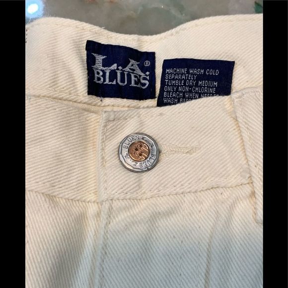 Vtg La Blues High Waisted Ivory/Cream Denim Mom Jeans Sz Vtg 8 Euc - Picture 9 of 10